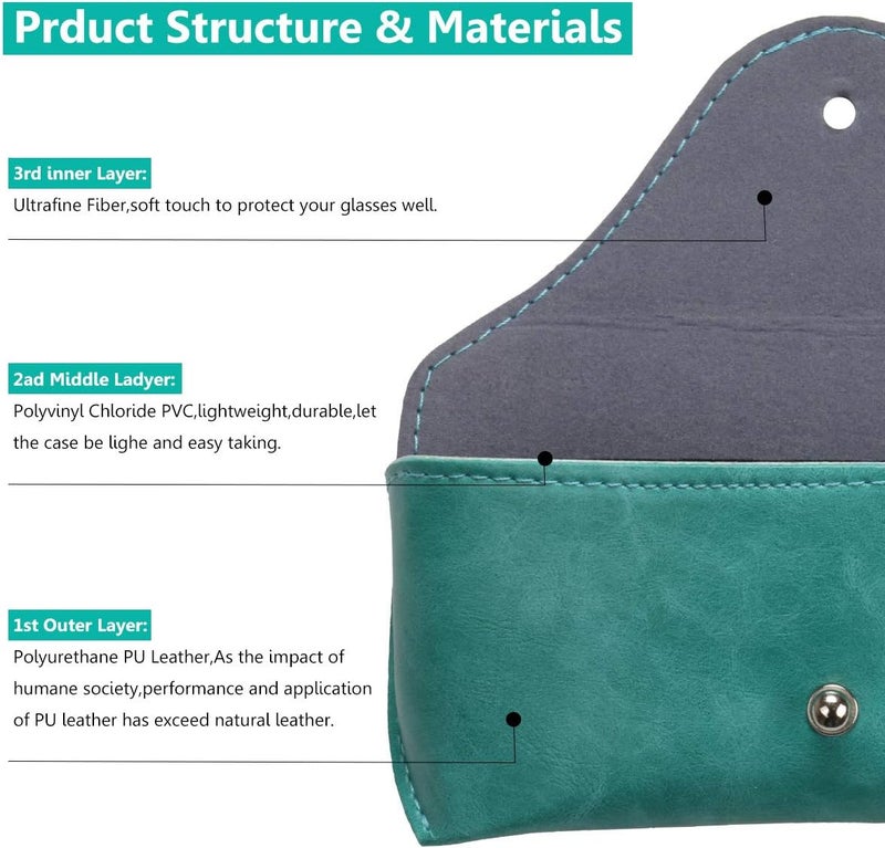LogHog Portable Leather Glasses Case,Flexible Sunglasses Pouch Slim Case for Women Men Horizontal Eyeglass Case - Image 3